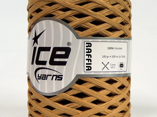 Lot of 2 x 100gr Skeins Ice Yarns RAFFIA (100% Viscose) Yarn Dark Cream