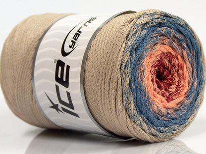 250 gr ICE YARNS MACRAME COTTON MAGIC (100% Cotton) Yarn Beige Blue Salmon Light Burgundy