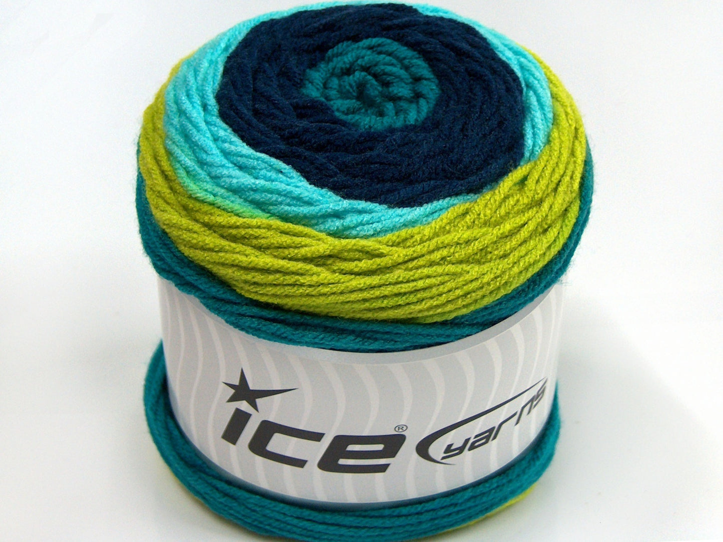 Lot of 2 x 200gr Skeins Ice Yarns CAKES COLOR Yarn Navy Turquoise Green Shades