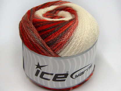 Lot of 2 x 200gr Skeins Ice Yarns CAKES CHAIN Yarn Light Cream Red Orange Beige