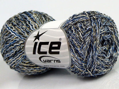 Lot of 8 Skeins Ice Yarns SALE METALLIC (40% Viscose) Yarn Cream Blue Black Gold