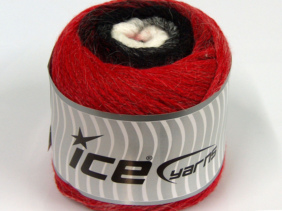 Lot of 2 x 200gr Skeins Ice Yarns CAKES CHAIN Yarn White Black Red