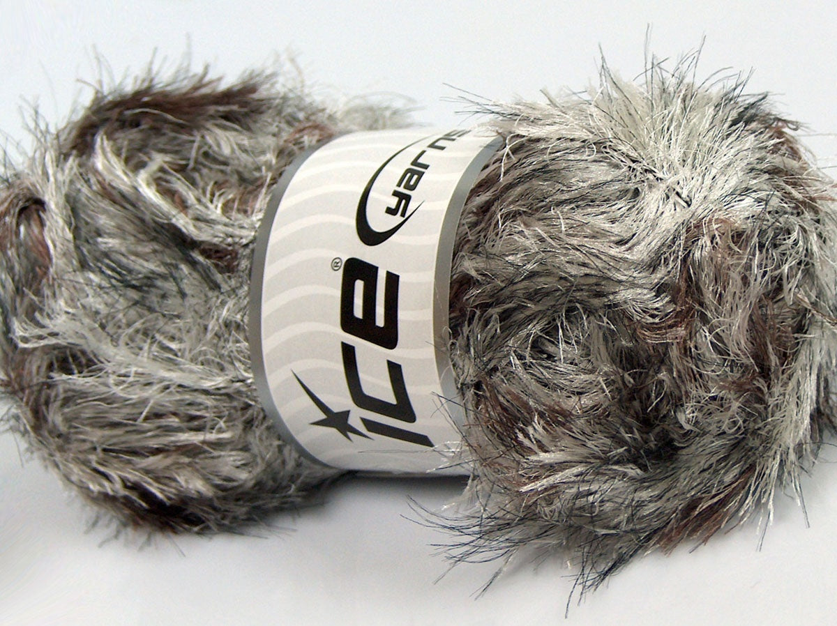 Lot of 4 x 100gr Skeins Ice Yarns PUFFY SOFT Yarn White Camel Black