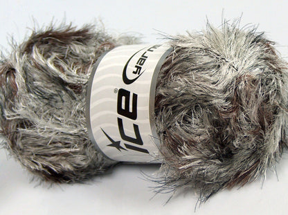 Lot of 4 x 100gr Skeins Ice Yarns PUFFY SOFT Yarn White Camel Black