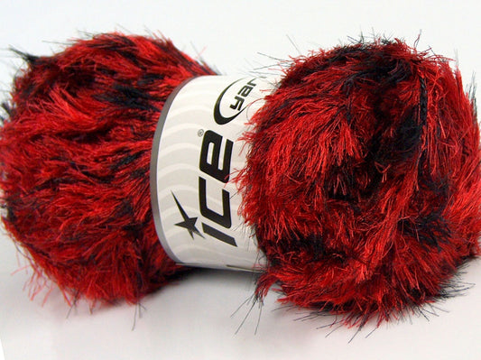 Lot of 4 x 100gr Skeins Ice Yarns PUFFY SOFT Hand Knitting Yarn Red Dark Navy