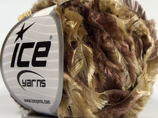 Lot of 8 Skeins Ice Yarns SALE EYELASH Hand Knitting Yarn Brown Shades