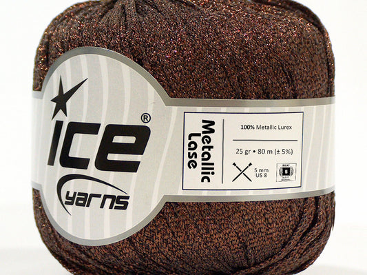 Lot of 6 Skeins Ice Yarns METALLIC LASE Hand Knitting Yarn Bronze