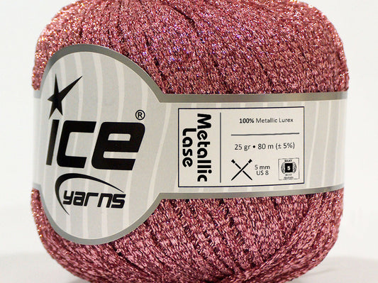 Lot of 6 Skeins Ice Yarns METALLIC LASE Hand Knitting Yarn Pink