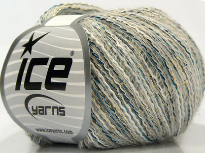Lot of 8 Skeins Ice Yarns CUSTOM BLEND (20% Baby Alpaca 5% Merino Wool) Yarn Light Grey White Navy Turquoise Gold