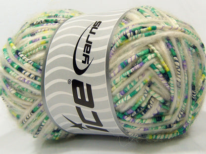 Lot of 4 x 100gr Skeins Ice Yarns CUSTOM BLEND (30% Wool 10% Cotton) Yarn Ecru Green Blue Lilac