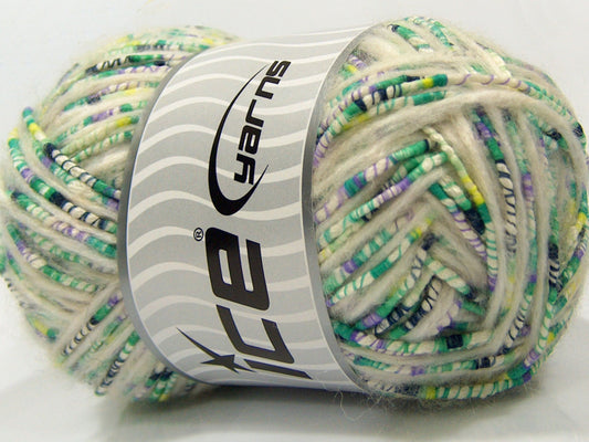 Lot of 4 x 100gr Skeins Ice Yarns CUSTOM BLEND (30% Wool 10% Cotton) Yarn Ecru Green Blue Lilac