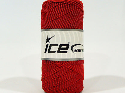 Lot of 2 x 200gr Skeins Ice Yarns SHINY COTTON (30% Cotton) Yarn Red