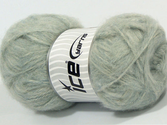 Lot of 4 x 100gr Skeins Ice Yarns BOTAFOGO (15% Mohair 15% Wool) Yarn Light Grey Mint Green