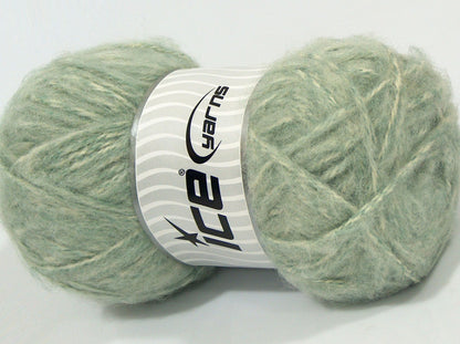 Lot of 4 x 100gr Skeins Ice Yarns BOTAFOGO (15% Mohair 15% Wool) Yarn Mint Green Cream