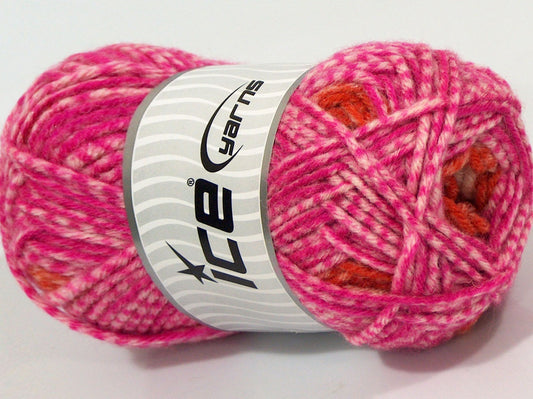 Lot of 4 x 100gr Skeins Ice Yarns MANAUS (40% Wool 10% Viscose) Yarn Fuchsia Lilac Orange White