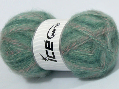 Lot of 4 x 100gr Skeins Ice Yarns MISC SALE (30% Mohair) Yarn Green Shades Pink