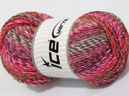 Lot of 2 x 190gr Skeins Ice Yarns SALE SELF-STRIPING Yarn Multicolor