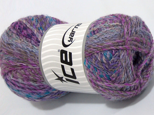 Lot of 2 x 200gr Skeins Ice Yarns SALE SELF-STRIPING Yarn Turquoise Lilac Shades Camel Grey