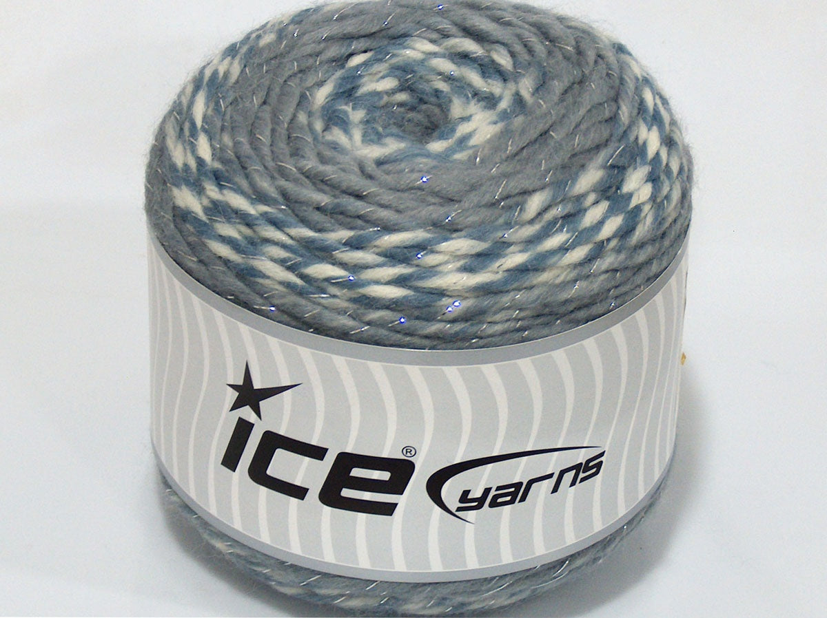 Lot of 2 x 220gr Skeins Ice Yarns SALE CAKES YARN (90% Wool) Yarn Grey Jeans Blue White