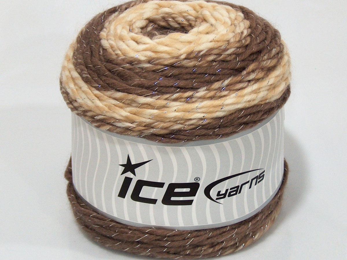250 gr ICE YARNS SALE CAKES YARN (90% Wool) Yarn Brown Shades Cream Shades
