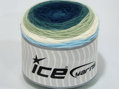 Lot of 2 x 150gr Skeins Ice Yarns SALE CAKES YARN (15% Viscose) Yarn Blue Shades Green Shades