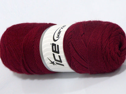 Lot of 2 x 150gr Skeins Ice Yarns SALE PLAIN Hand Knitting Yarn Burgundy