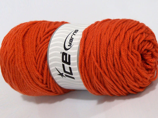 Lot of 4 x 100gr Skeins Ice Yarns SALE PLAIN Hand Knitting Yarn Orange