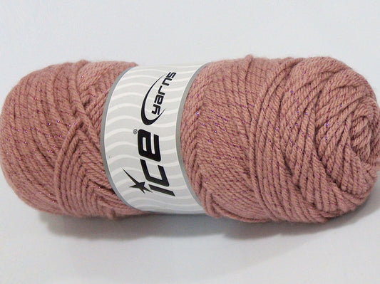 Lot of 4 x 100gr Skeins Ice Yarns SALE METALLIC Yarn Antique Pink