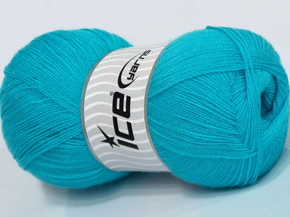 Lot of 5 x 80gr Skeins Ice Yarns SALE PLAIN Hand Knitting Yarn Turquoise