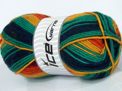 Lot of 4 x 100gr Skeins Ice Yarns NICE BABY Yarn Orange Gold Burgundy Green