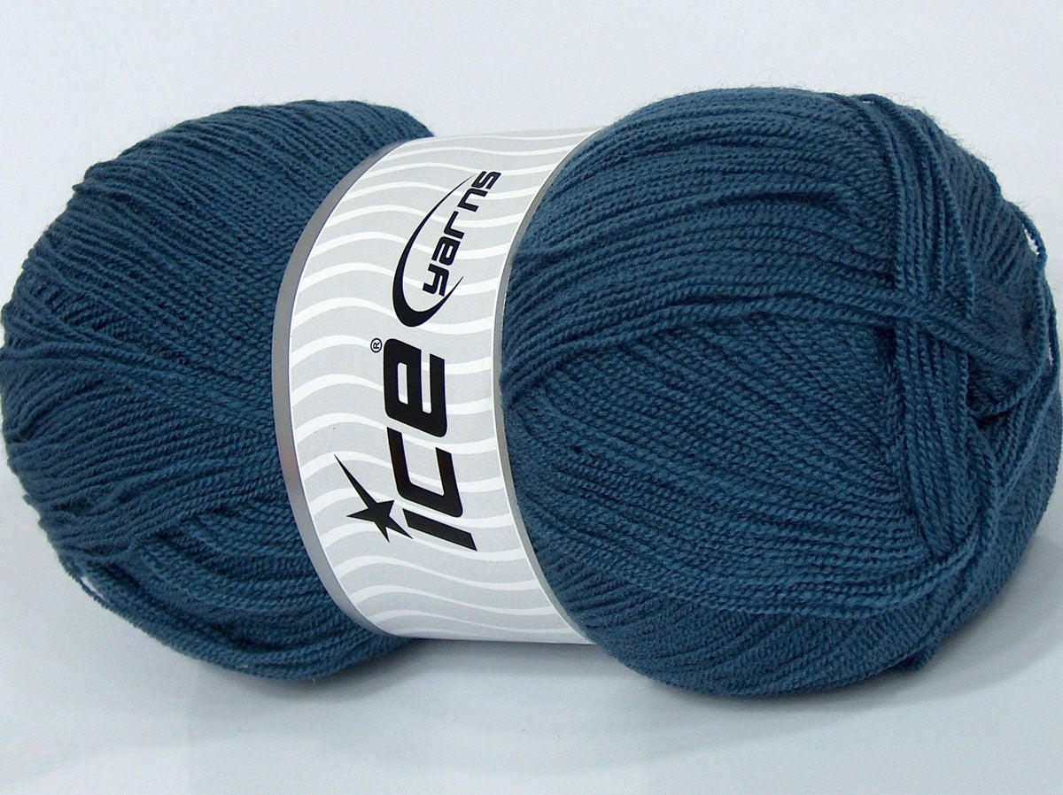 Lot of 4 x 100gr Skeins Ice Yarns KRISTAL Hand Knitting Yarn Indigo Blue