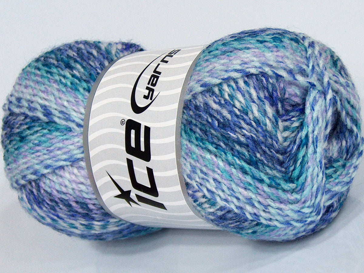 Lot of 2 x 150gr Skeins Ice Yarns SALE SELF-STRIPING Yarn Purple Turquoise Lilac