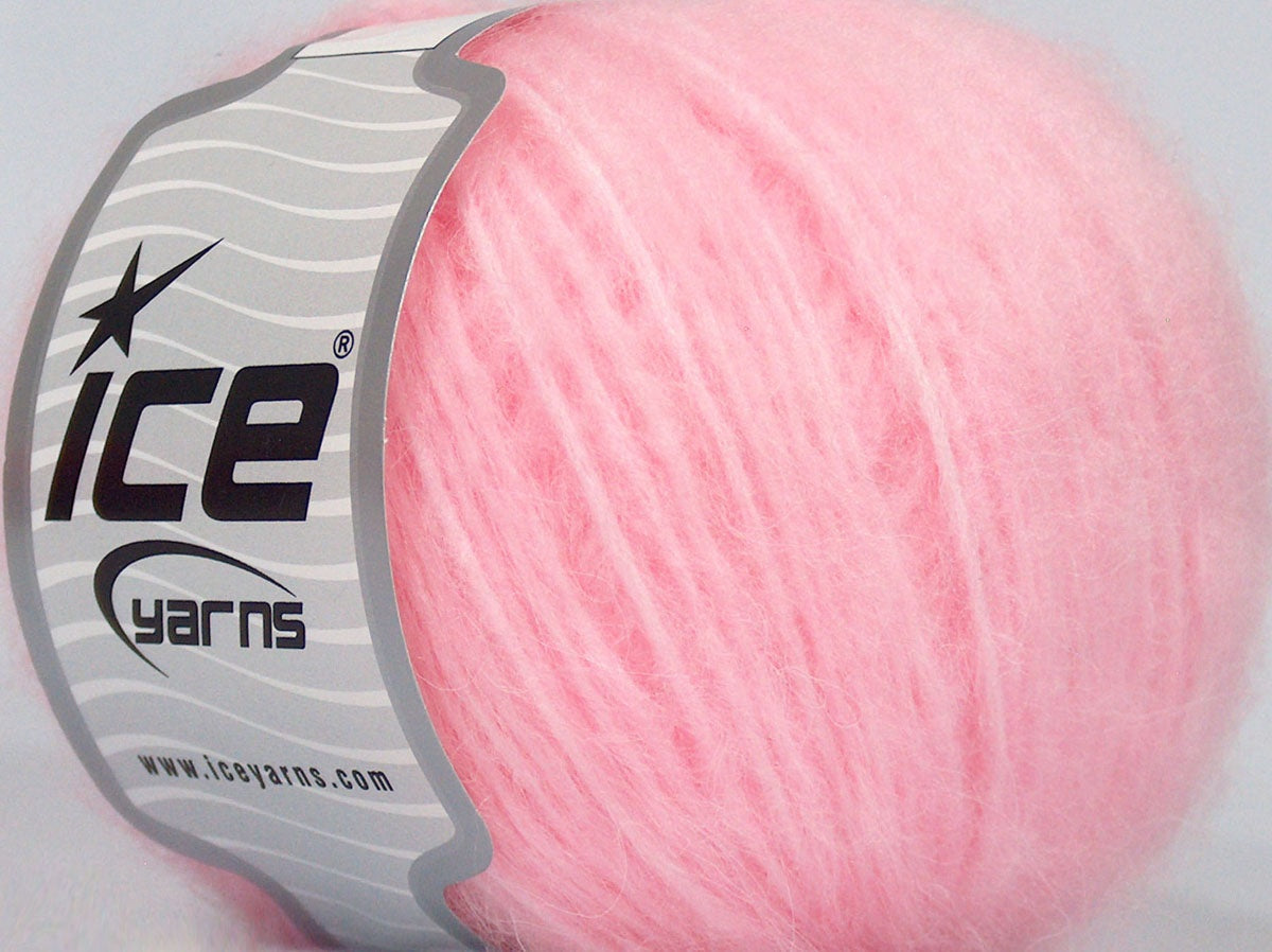 Lot of 8 Skeins Ice Yarns SALE MOHAIR-WOOL BLEND (25% Mohair 20% Wool) Yarn Pink