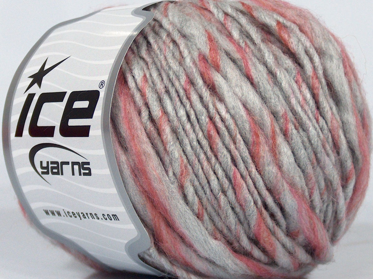 Lot of 8 Skeins Ice Yarns SALE WINTER (40% Wool) Hand Knitting Yarn Grey Salmon