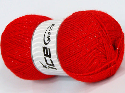 Lot of 4 x 90gr Skeins Ice Yarns SALE METALLIC Hand Knitting Yarn Red