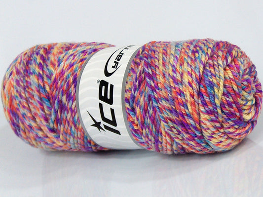 Lot of 3 x 115gr Skeins Ice Yarns SALE SELF-STRIPING Yarn Purple Blue Yellow Orange