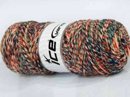 Lot of 3 x 115gr Skeins Ice Yarns SALE SELF-STRIPING Yarn Green Shades Copper Shades