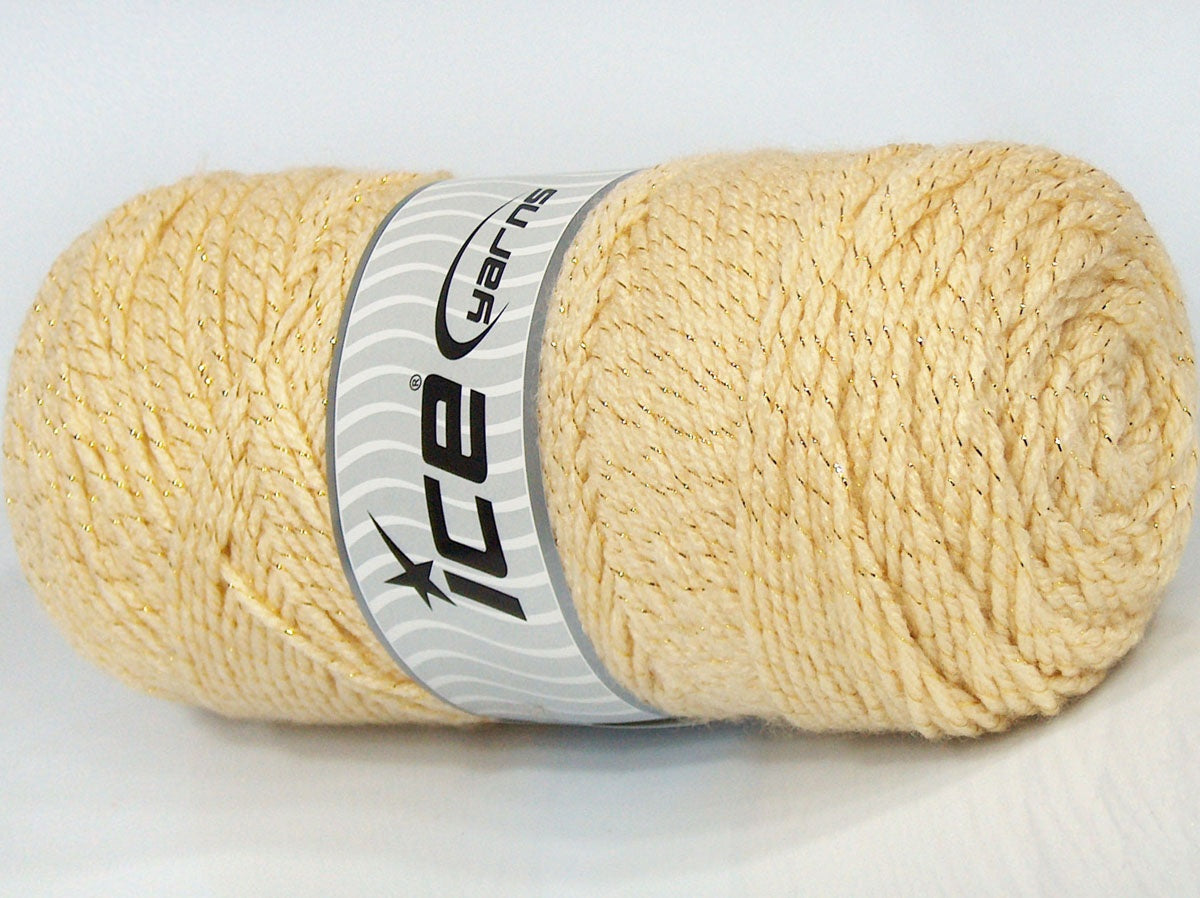 Lot of 2 x 190gr Skeins Ice Yarns SALE SAVER METALLIC Hand Knitting Yarn Cream