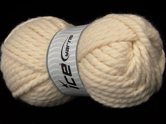 Lot of 2 x 190gr Skeins Ice Yarns SALE WINTER (30% Wool) Yarn Light Cream