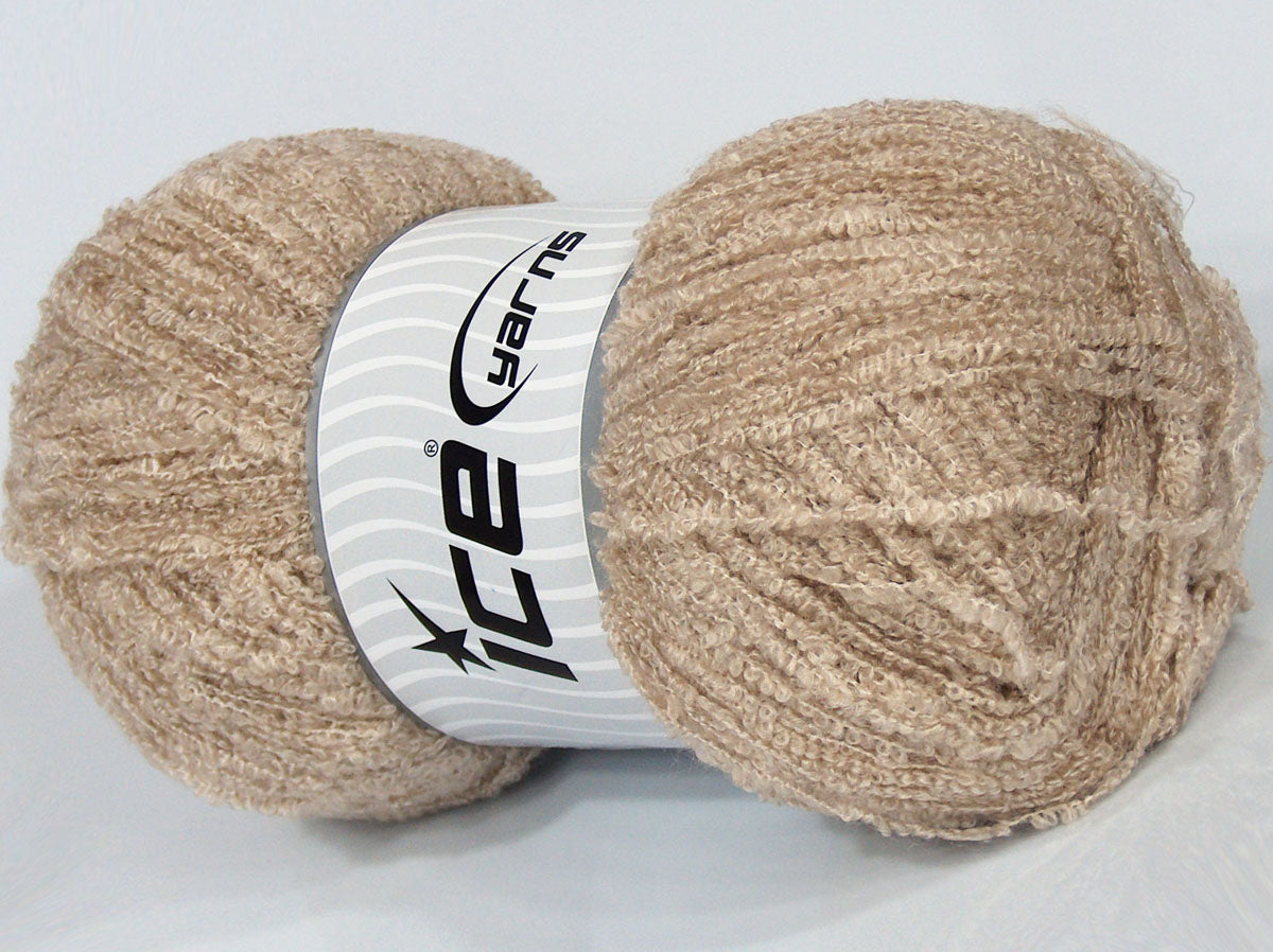 300 gr ICE YARNS SALE BOUCLE (10% Wool) Hand Knitting Yarn Camel