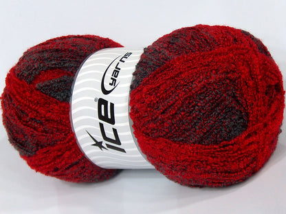 200 gr ICE YARNS SALE BOUCLE (10% Wool) Hand Knitting Yarn Red Anthracite