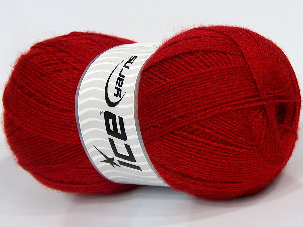 Lot of 2 x 200gr Skeins Ice Yarns SALE PLAIN Hand Knitting Yarn Red