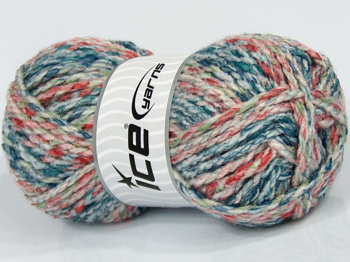 Lot of 3 x 85gr Skeins Ice Yarns SALE SELF-STRIPING Yarn Turquoise White Orange Green Red