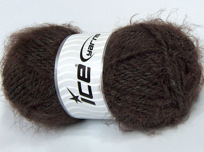 Lot of 4 x 100gr Skeins Ice Yarns SALE EYELASH BLEND Hand Knitting Yarn Brown