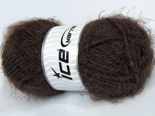 Lot of 4 x 100gr Skeins Ice Yarns SALE EYELASH BLEND Hand Knitting Yarn Brown