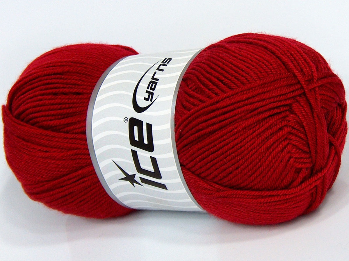 Lot of 4 x 90gr Skeins Ice Yarns SALE PLAIN Hand Knitting Yarn Red