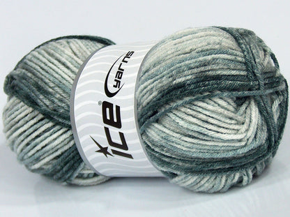 Lot of 4 x 100gr Skeins Ice Yarns SALE SELF-STRIPING Yarn Grey Shades Light Blue