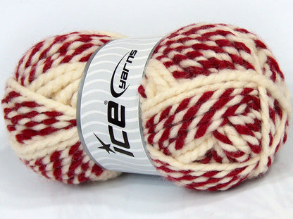 Lot of 3 x 125gr Skeins Ice Yarns SALE WINTER (50% Wool) Yarn Cream Red