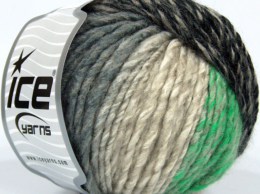Lot of 4 x 75gr Skeins Ice Yarns SALE SELF-STRIPING Yarn Green Grey Shades