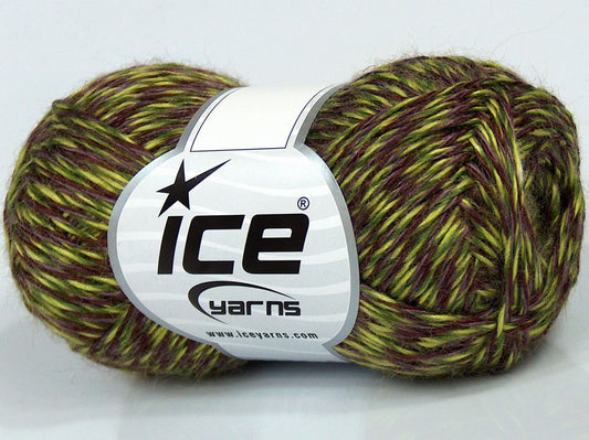 Lot of 6 Skeins Ice Yarns SALE SELF-STRIPING (30% Wool) Yarn Maroon Green Shades
